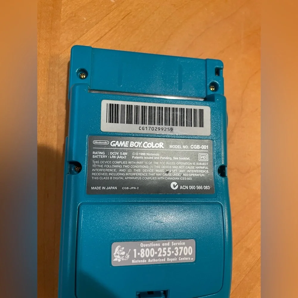 Nintendo Game Boy Color blue color from 1998